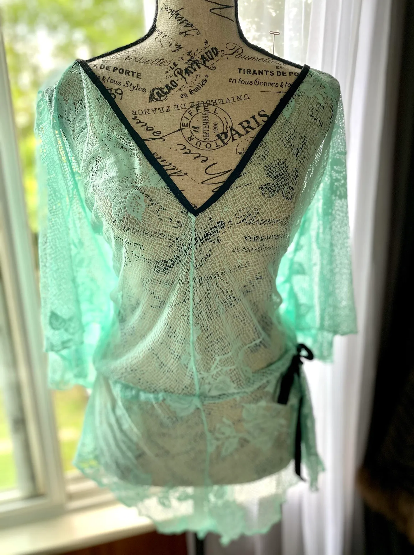 Lace And Satin Romper Teddy Lingerie Green Size 3X - Image 3