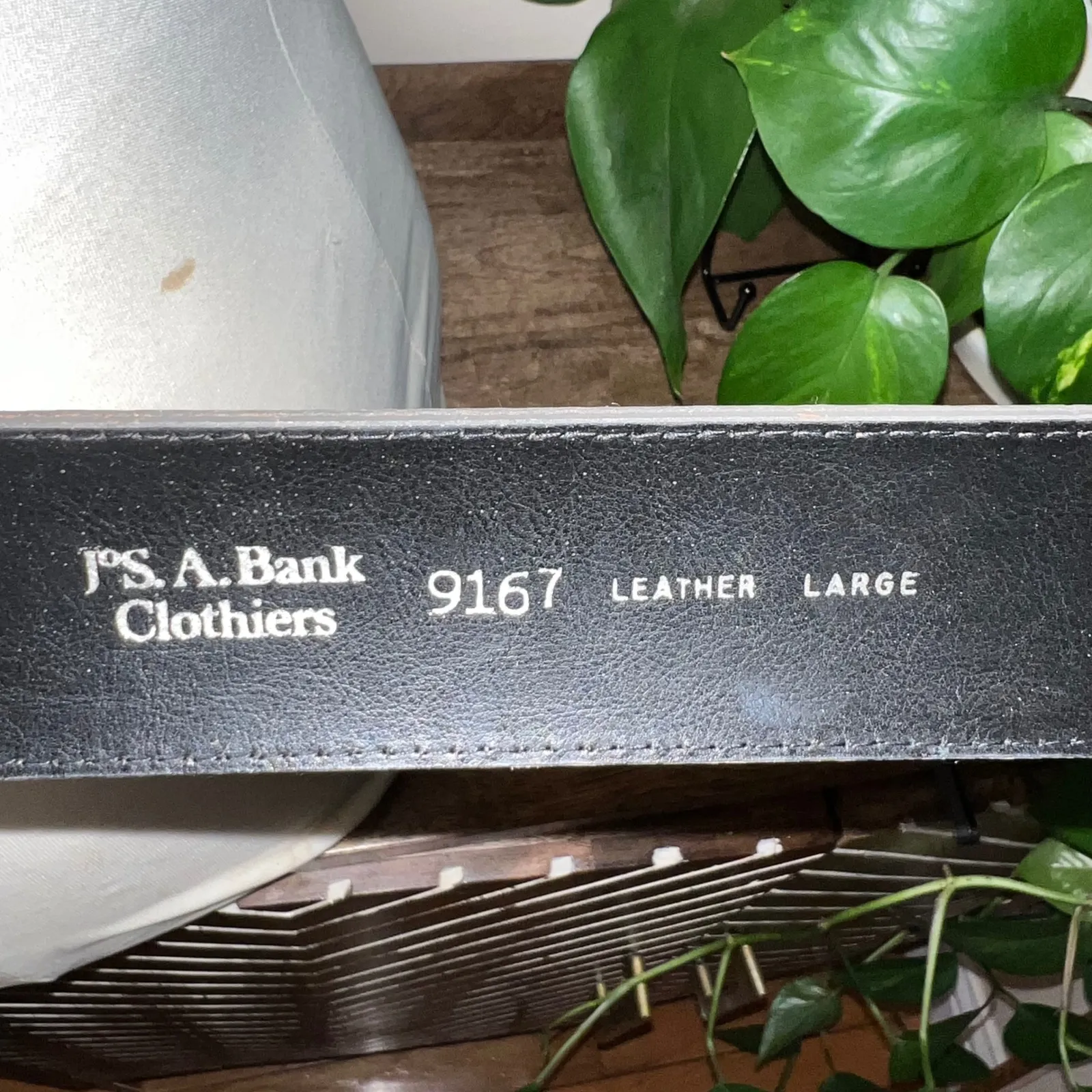 JOS A BANK Clothiers Leather Lizard Embossed Belt 9167 Womens Large Gray Buckle - Image 3