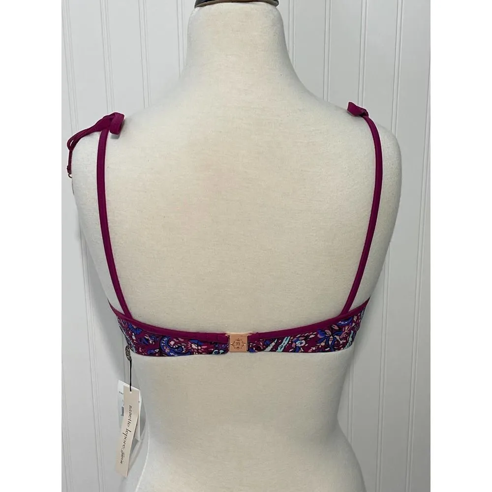 Nanette Lepore Eugenia Plunge Molded  Bikini Top‎ Persian Paisley Raspberry 8 - Image 10