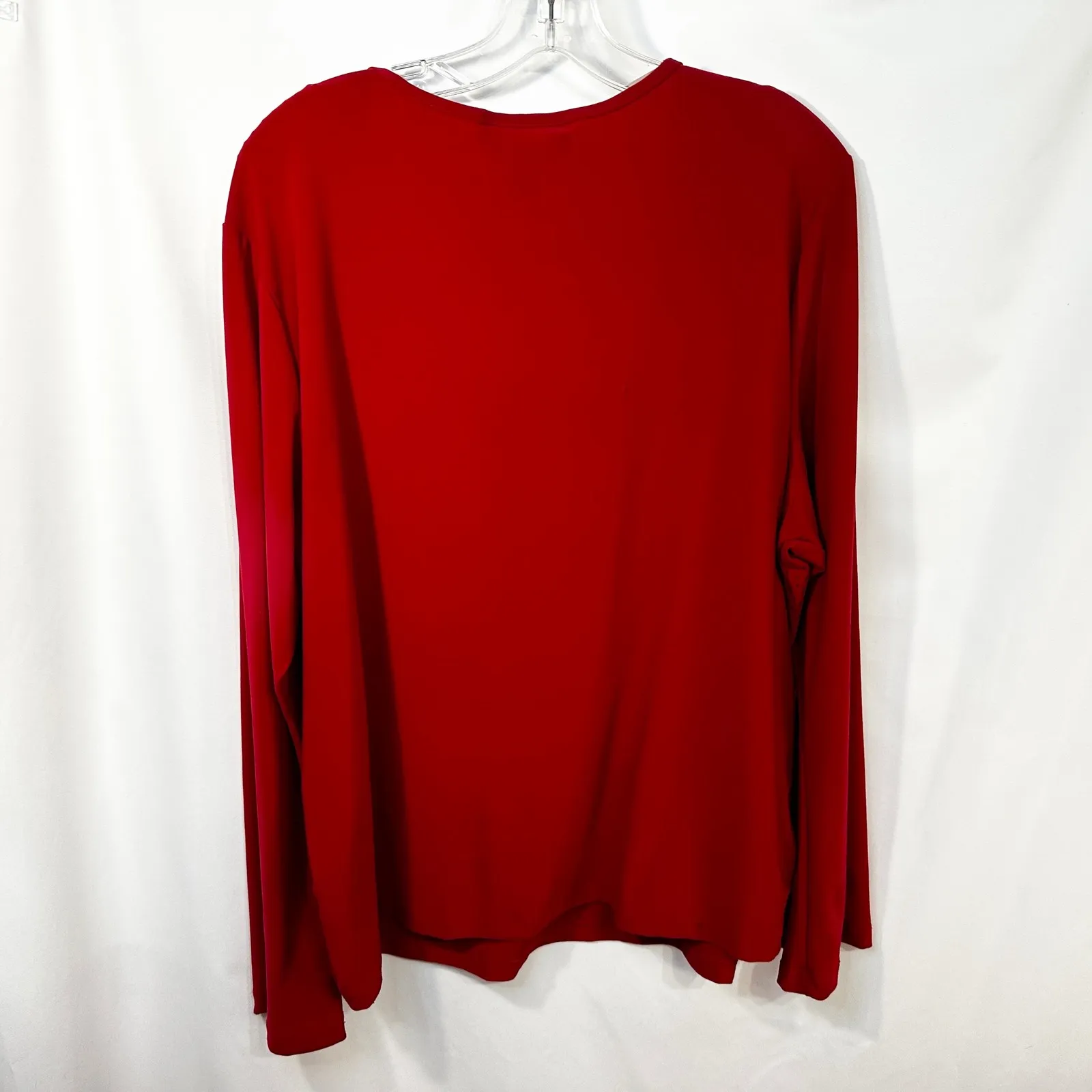 Venezia Plus Size 22/24 Top Sequin Red Long Sleeve Scoop Holiday Christmas 1534‎ - Image 3