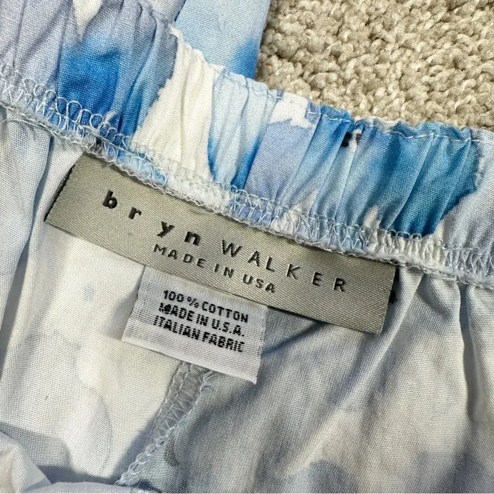 Bryn Walker Fioro Cotton Print Blue White Capri Cropped Pants Coastal Size XL - Image 11