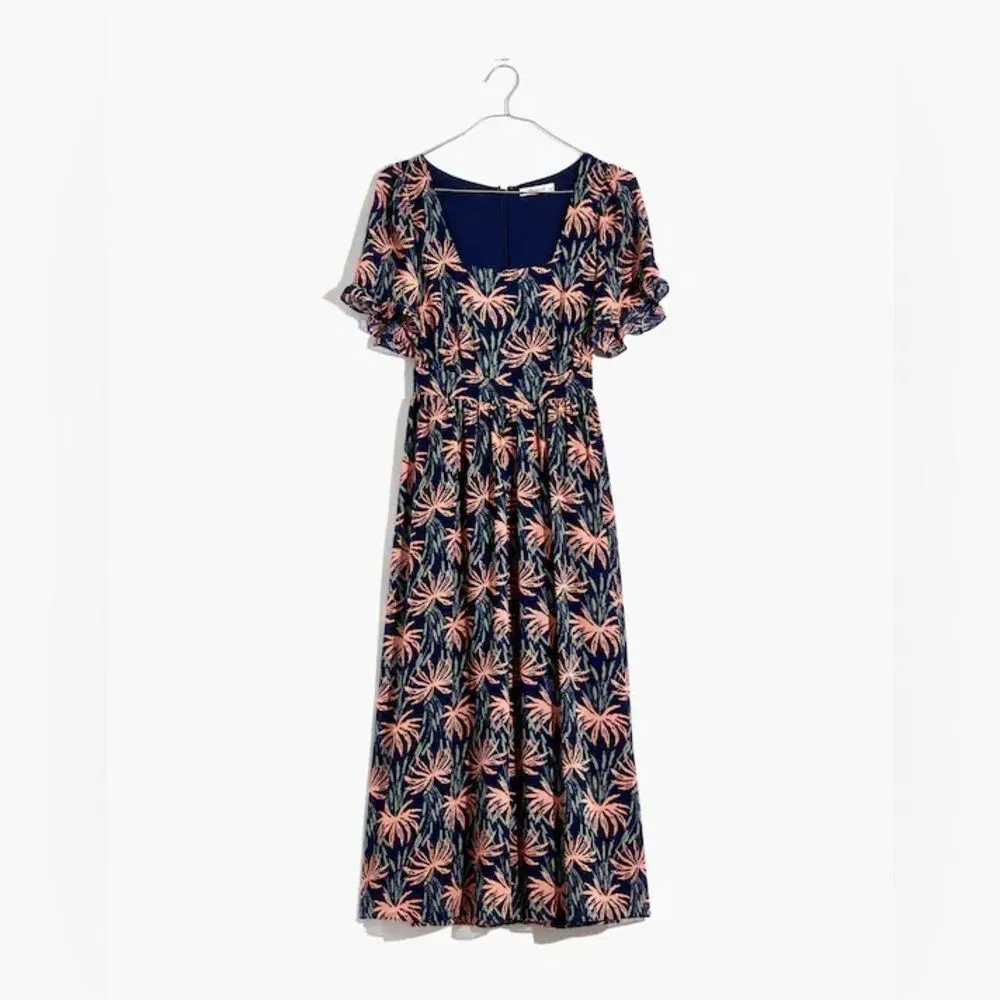 Madewell Ruffle-Sleeve Midi Dress in Oasis Palms Size XS - Image 14