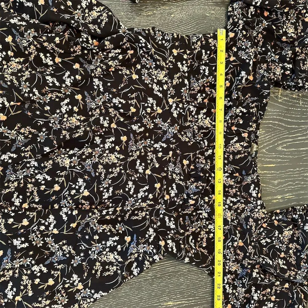 French Kiss Floral Print Mini Dress Ruffled Hem Long Sleeve Women's Size 3X - Image 10