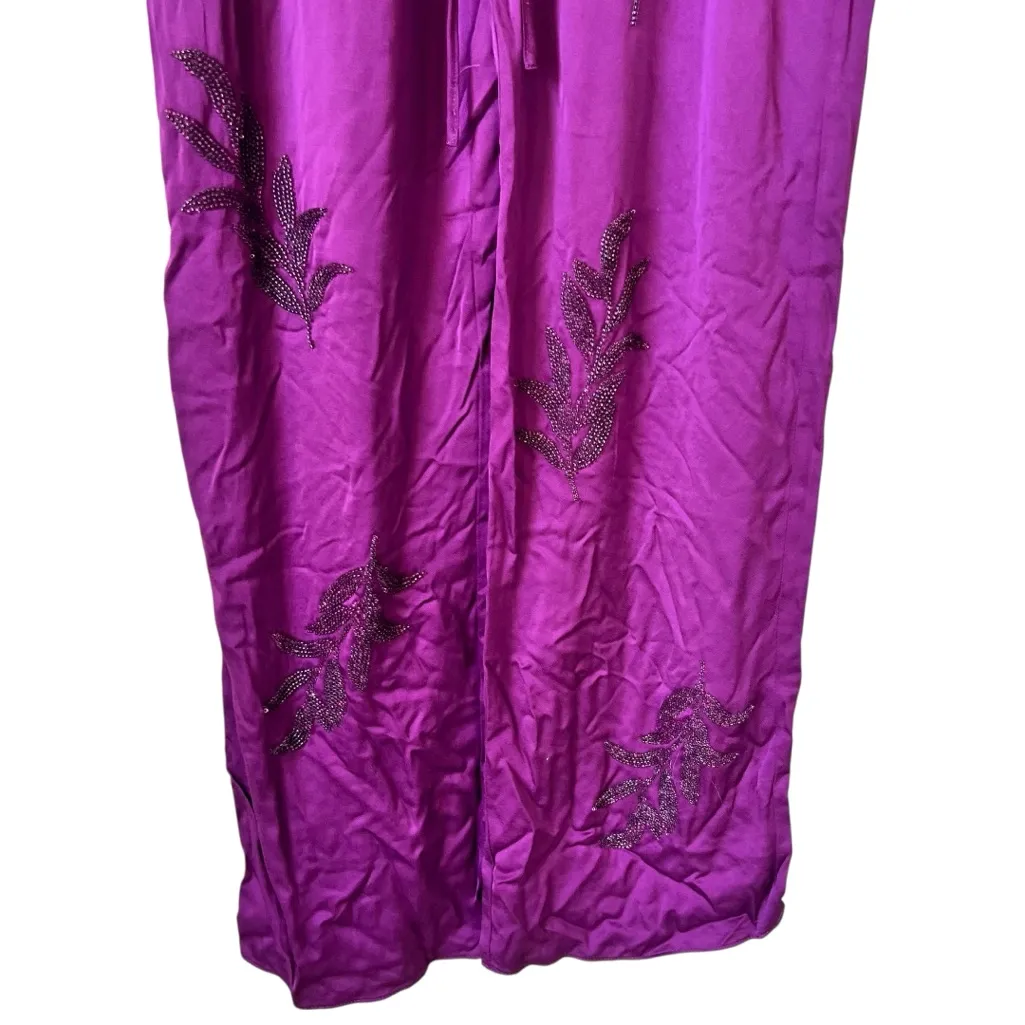 ZARA HIGH-WAIST LEAF EMBROIDERY TROUSERS PANT - Image 4