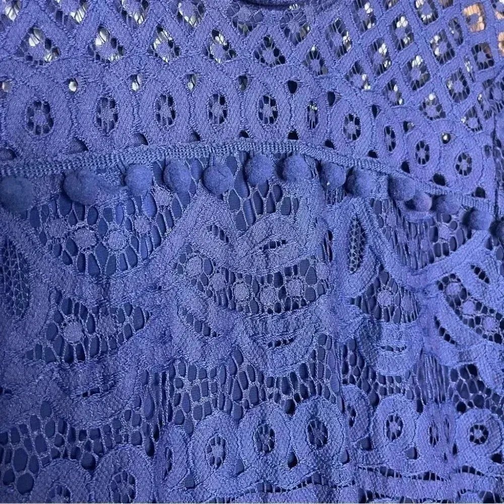 Tularosa x Revolve Matilda Navy Lace Eyelet Pom Pom Dress XS - Image 5