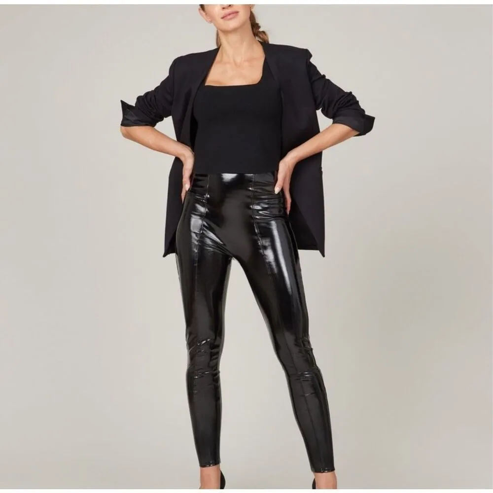 Spanx shapewear black faux leather S petite leggings - Image 5