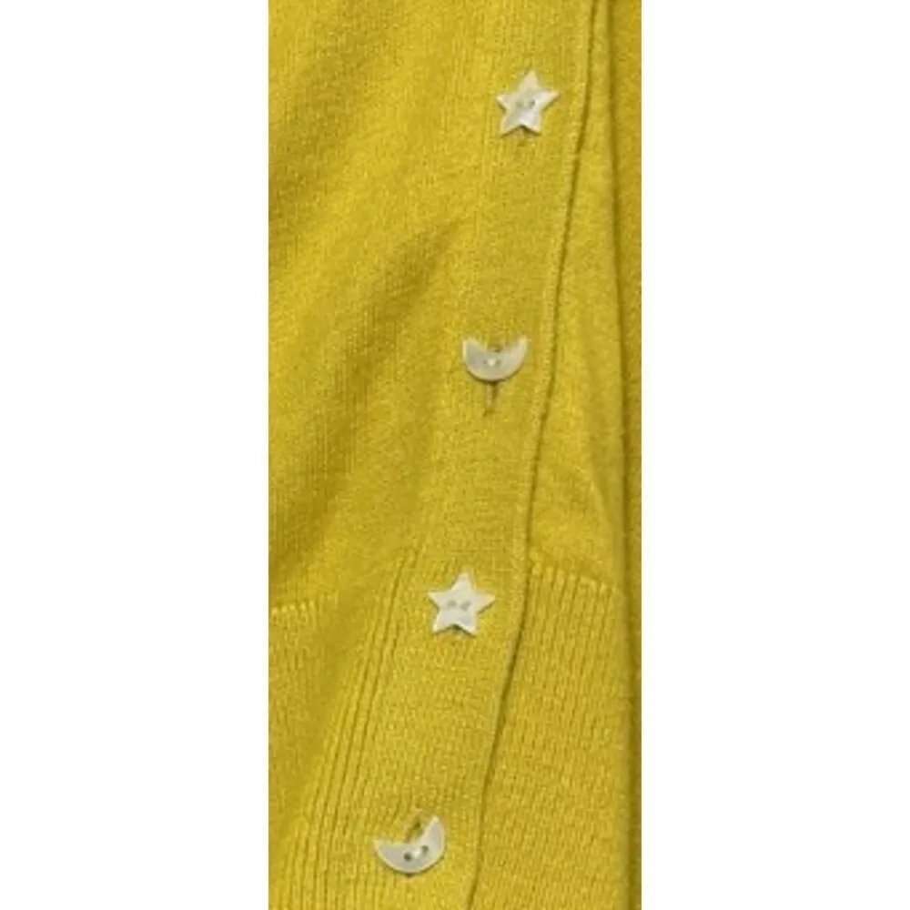 Alex Mill Yellow Sun Moon Celestial Buttons Cardigan Sweater S - Image 2