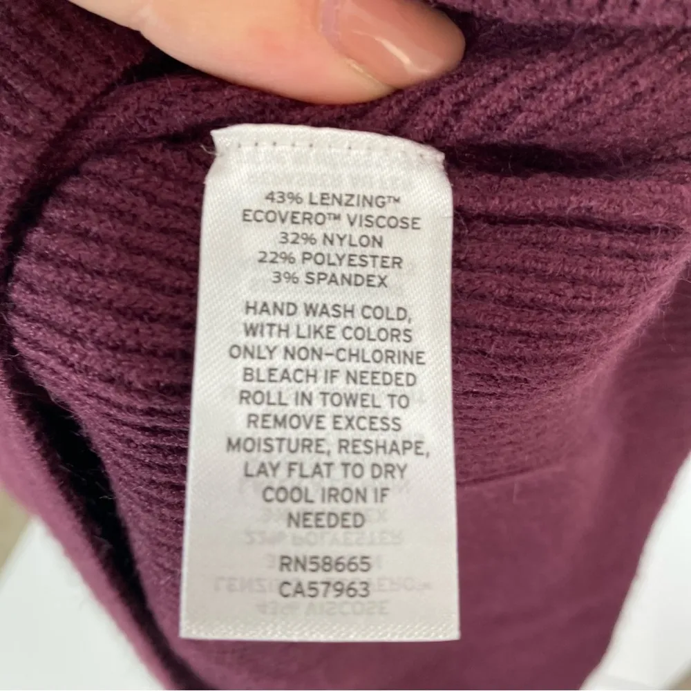 Halogen Burgundy Cutout Shoulder Sweater Dress - Size Small | Mock Neck,  L/S - Image 7