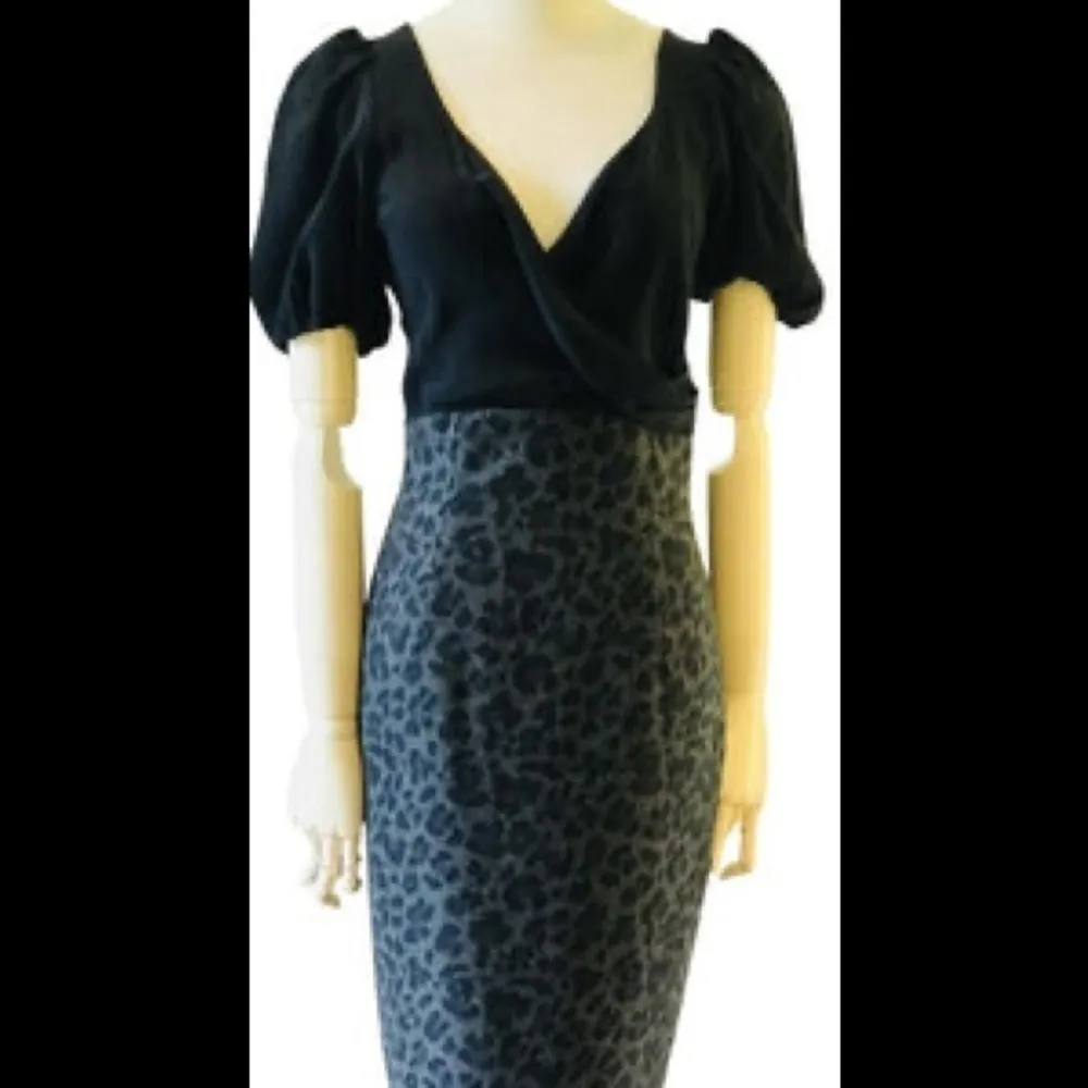 Rebecca Taylor Silk Wool Blend Puff Sleeve 12 Leopard Print Career RegencyCore - Image 2