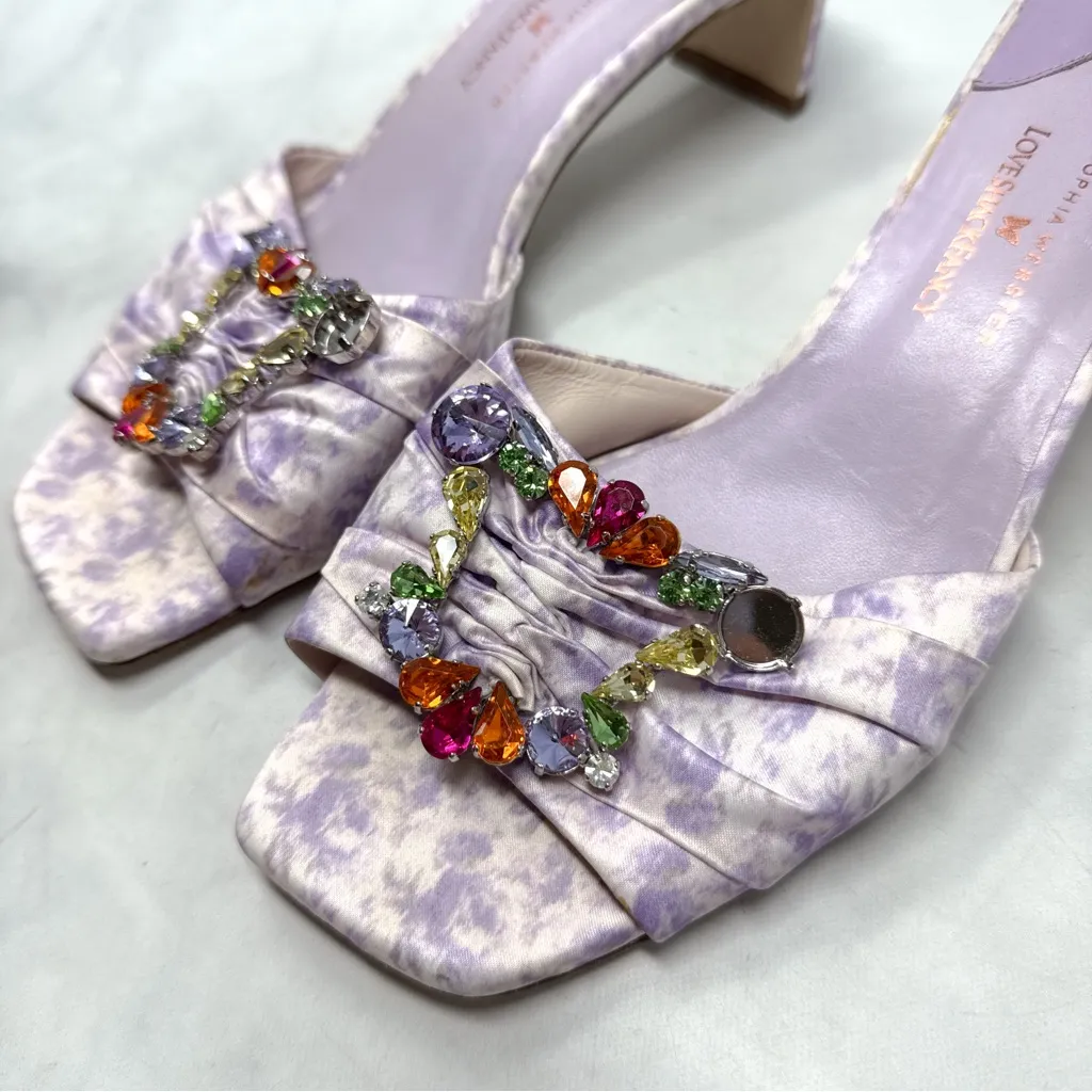 LoveShackFancy X Sophia Webster Margaux Mule Kitten Heel Sandals Lavender 39 - Image 6