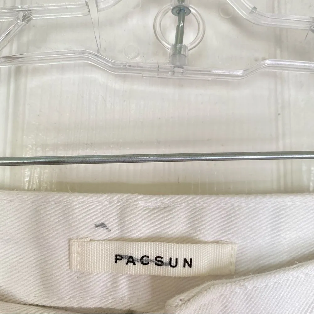 PACSUN Graphic Low Rise Carpenter Pants White Embroidered Size 24 - Image 6