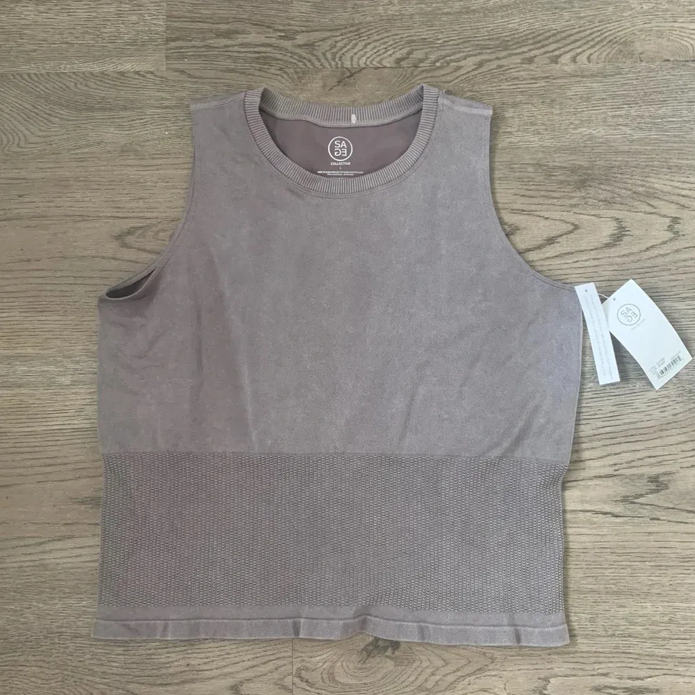 Sage Collective Mesh Boxy Seamless Tank‎ - Image 2