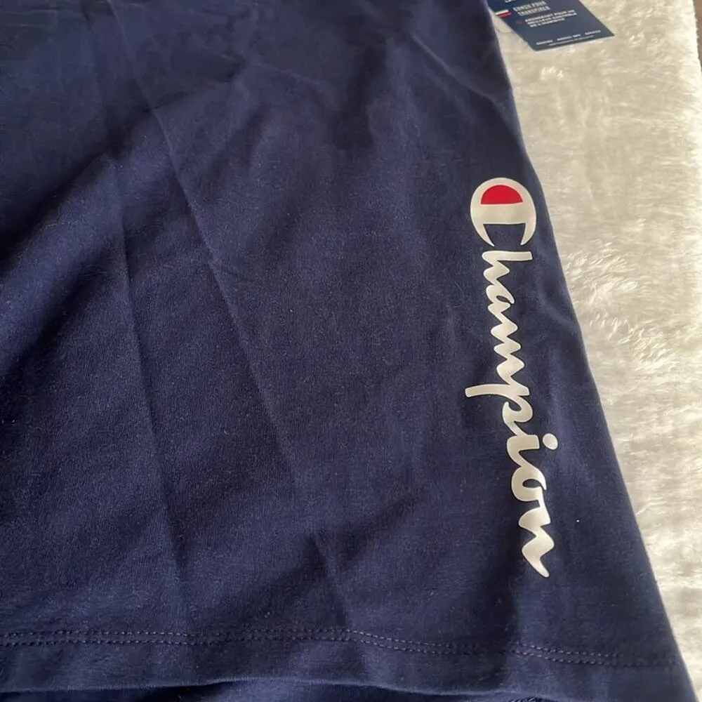 Champion Biker Shorts 4X Logo Band Navy Blue Stretch Workout Shorts Loungewear - Image 3