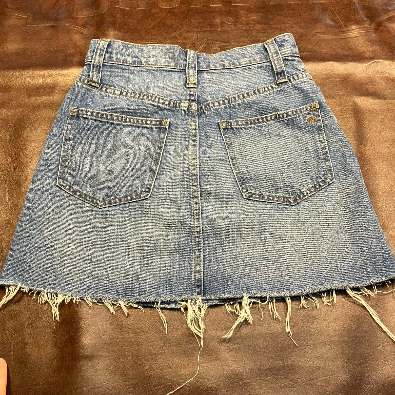 Madewell Rigid Denim A-Line Mini Skirt Womens 23 Raw Hem Lakeline Wash‎ H5861 - Image 10