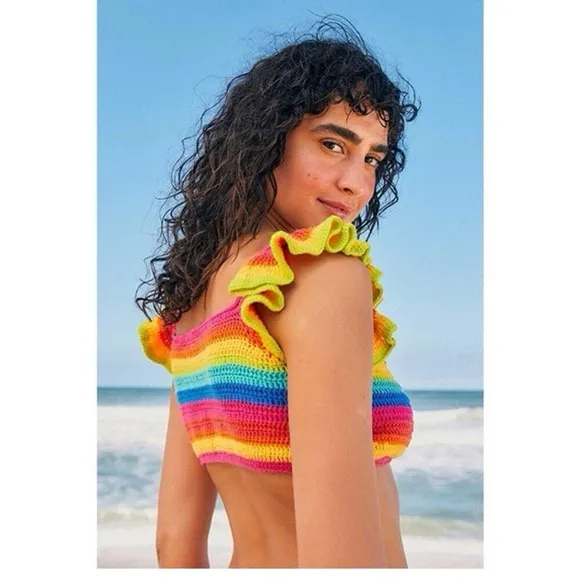 NWT FARM Rio Rainbow Crochet Bikini Top - Image 8