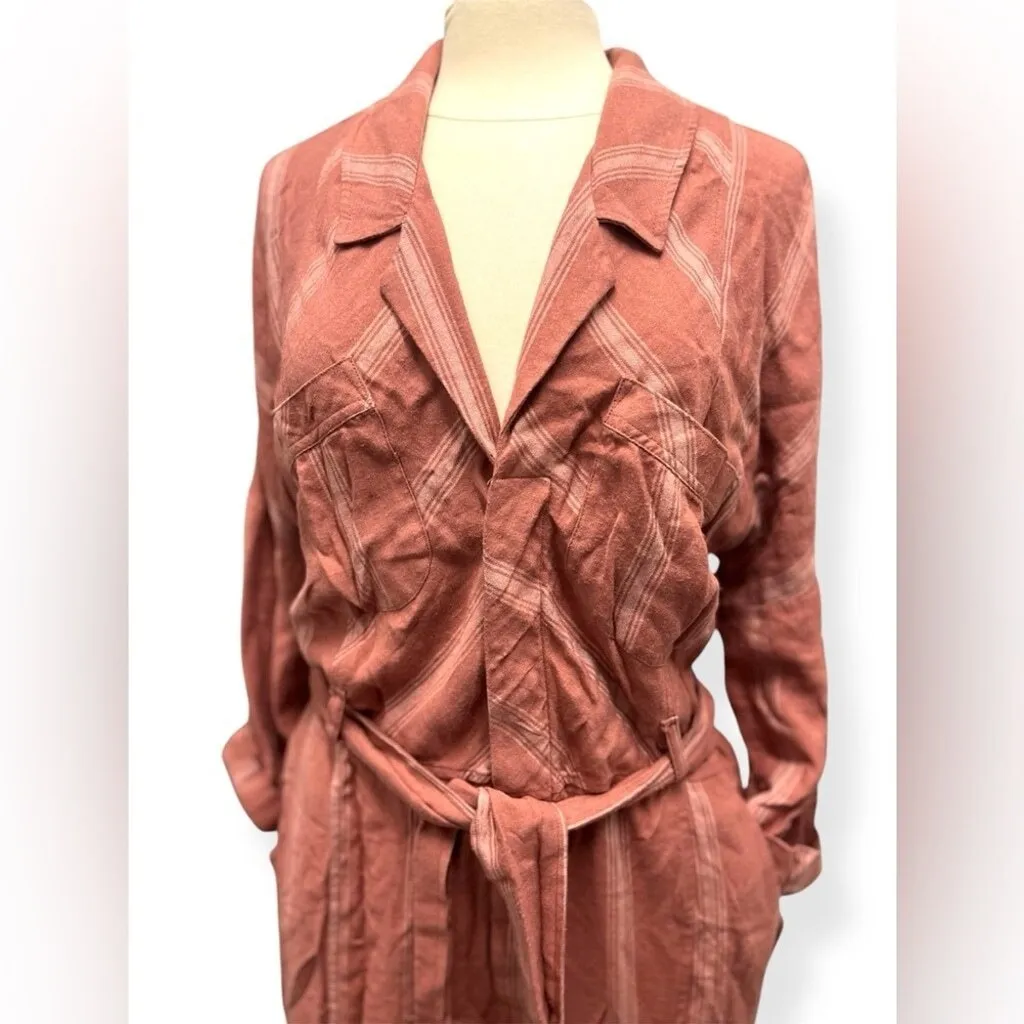 Free People Stripes Soft Knit Long Sleeve Maroon‎ Jumpsuit Size XS Boho Chic - Image 2