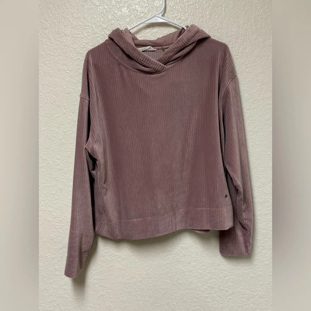 TAVI ACTIVE Primrose Brushed Rib Pullover Hoodie Size Medium Pink - Image 12