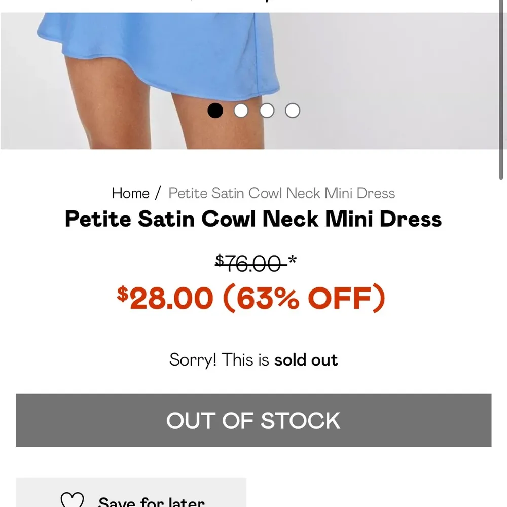 Nasty Gal Satin Mini Dress Blue US 2 Petite Satin Cowl Neck - Image 4