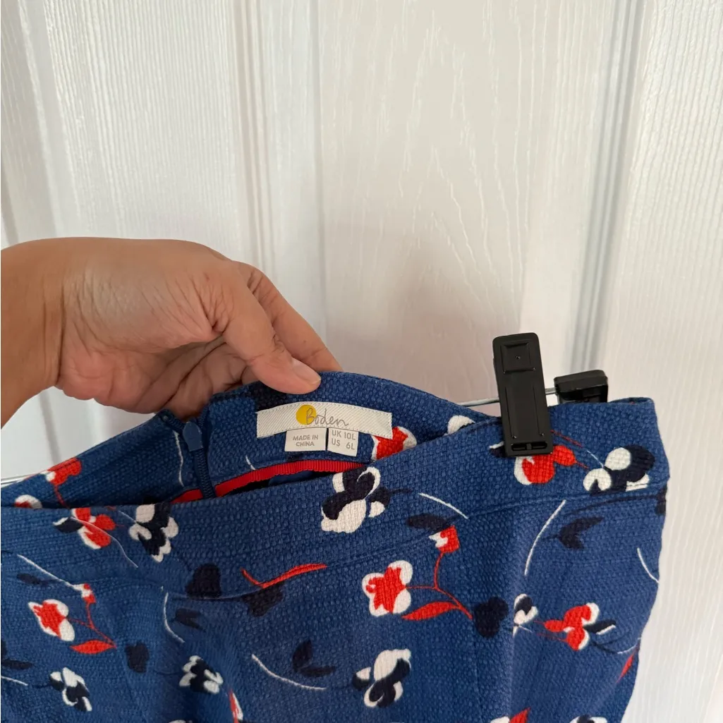 Boden Midi Floral Bodycon Skirt Blue Size 6 - Image 6