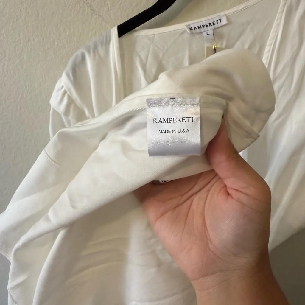 NWT KAMPERETT White Wrap Maxi Dress 100% Cotton Bridal Summer Vacation Womens L Size L - Image 5