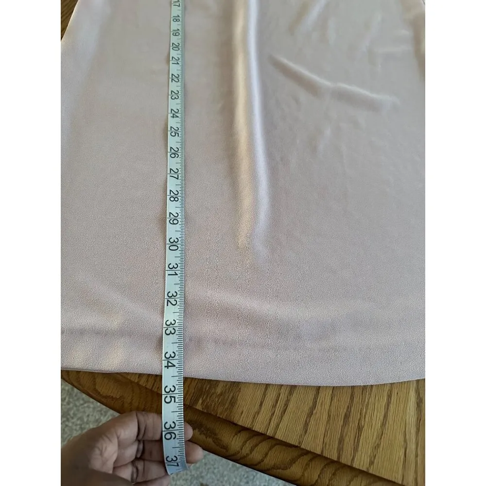 Zara Woman Light Pink Long Sleeve Sheath Dress Size L Puff Sleeves Button Accent - Image 8