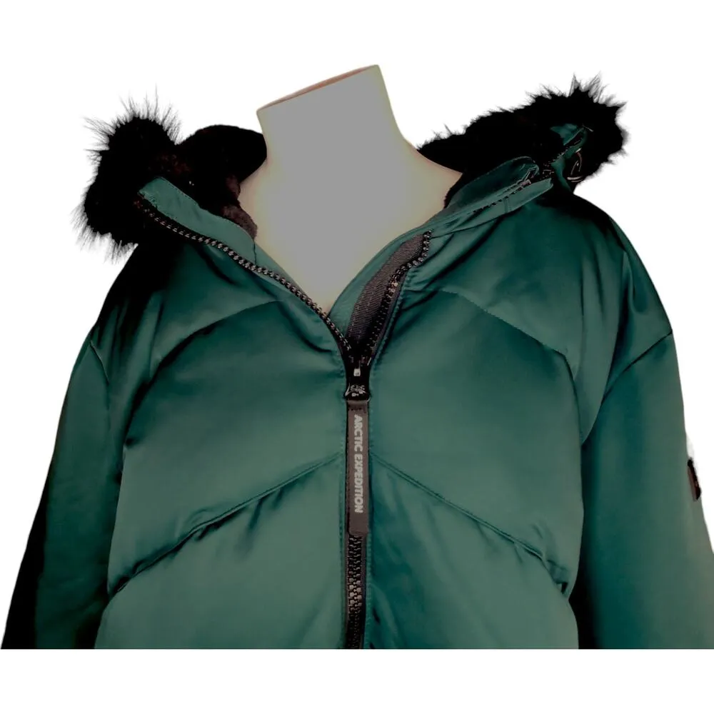Artic Expedition Curved Hem Down Parka with Detachable Hood Emerald 2X NWT Green - Image 7