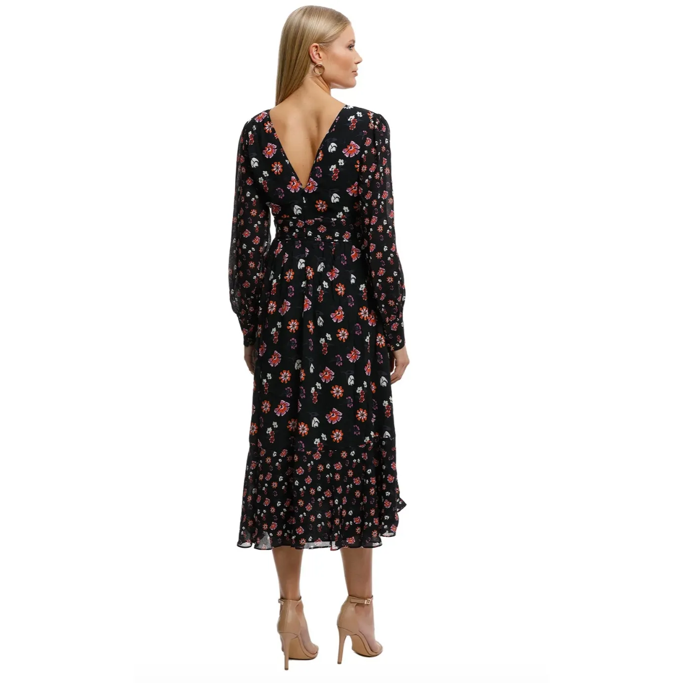 La Maison Talulah Pink Floral Long Sleeve Maxi Dress Medium Feminine Blue - Image 2