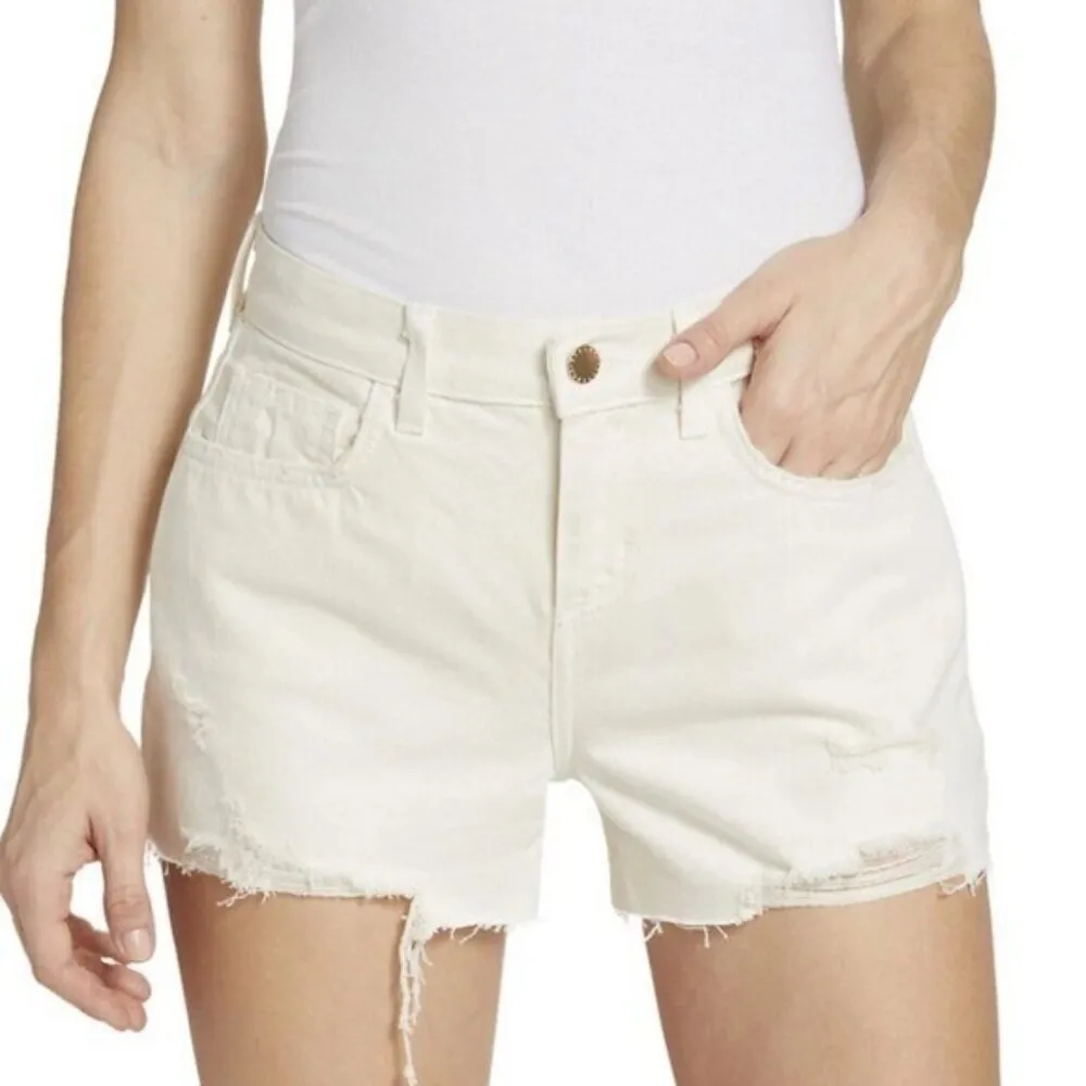 L’AGENCE Audrey Mid Rise Distressed Cutoff Jean Shorts Biscuit Size 29 NEW - Image 1