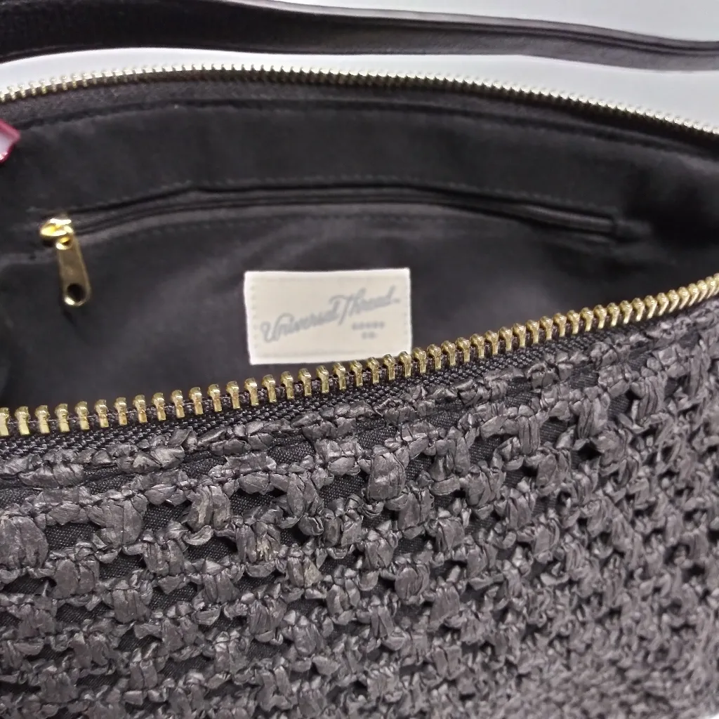 Universal Thread Woven Straw Half Moon Black Shoulder Bag - Image 8