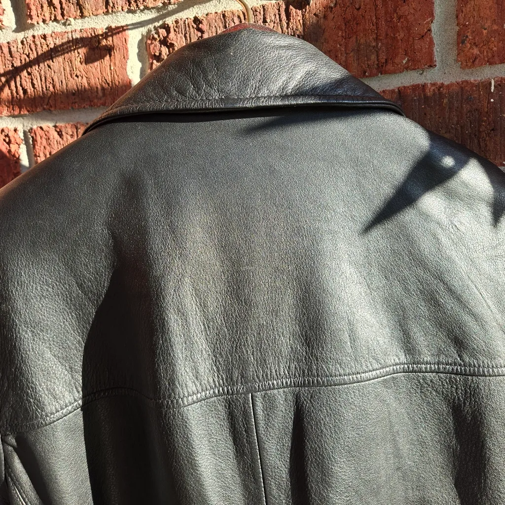 Jacqueline Ferrar Genuine Leather Women Black Double Breasted Jacket Size XL - Image 8