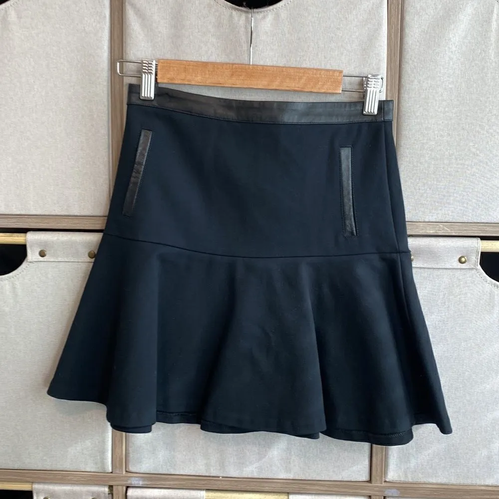 Club Monaco ruffle leather trim skirt - Image 3