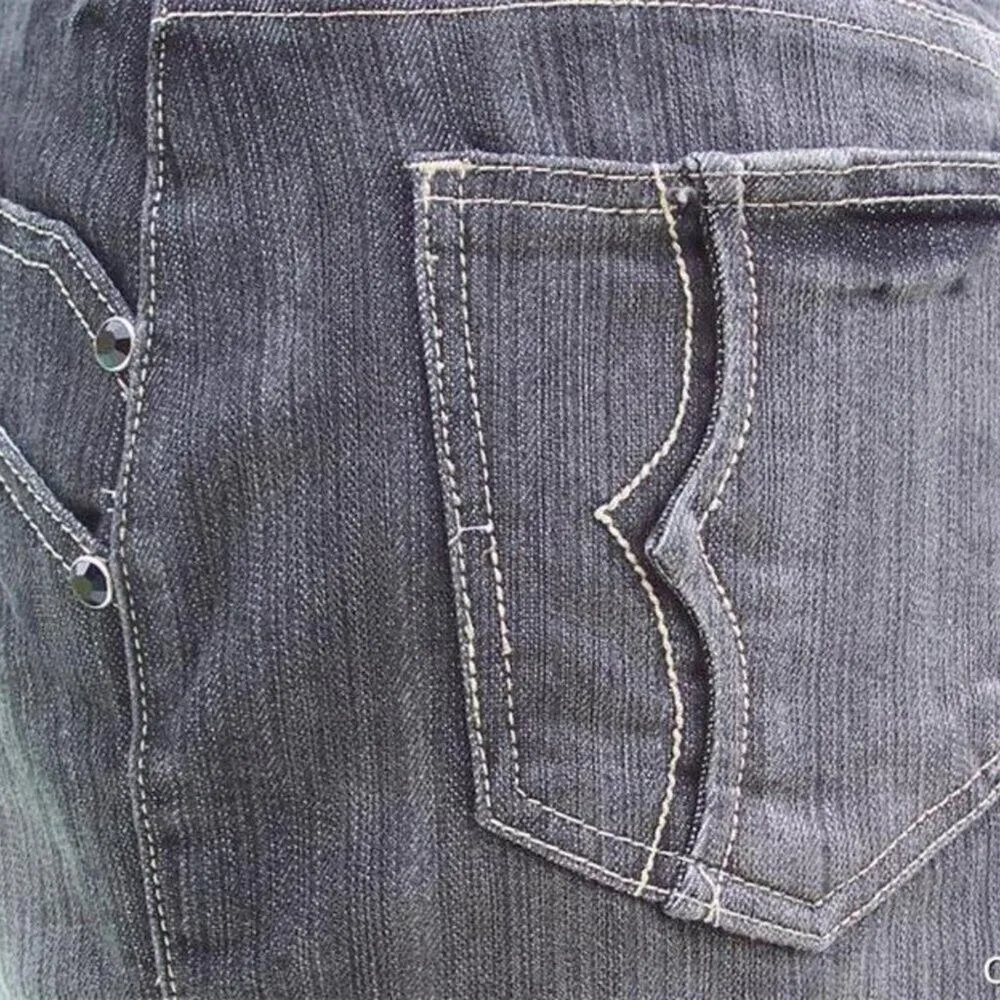 Cache Denim Black Gray Wash Rhinestone Stud Detail Skirt New Stretch $98 NWT - Image 5