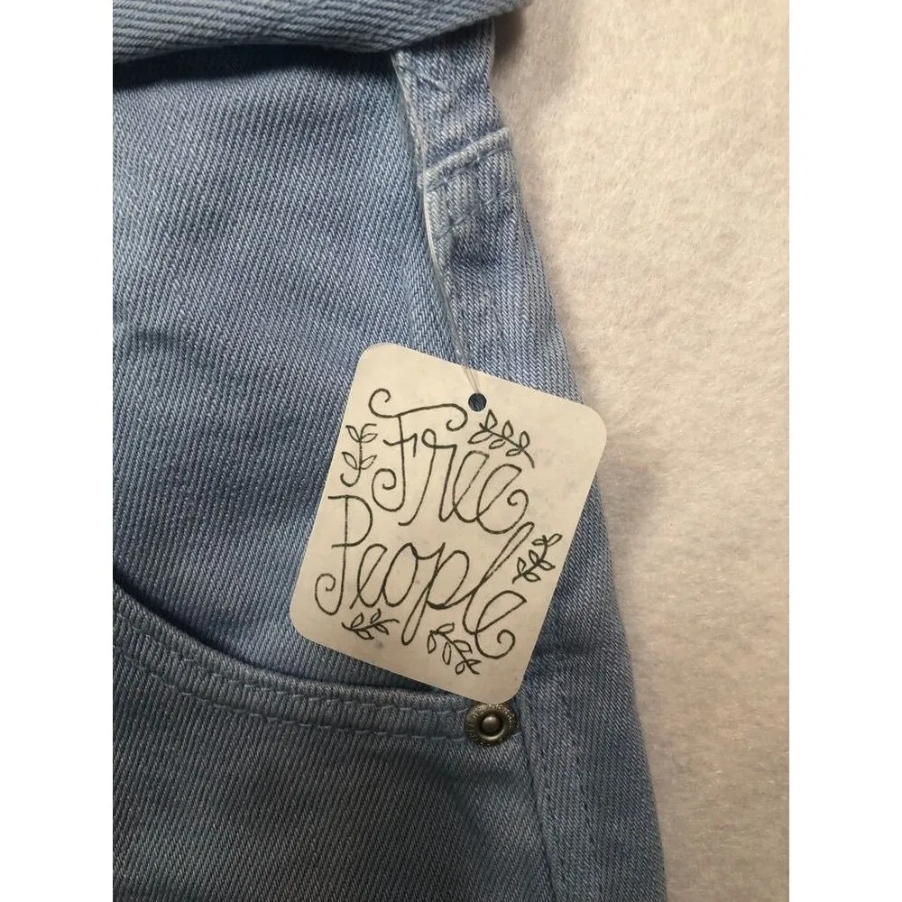 We The Free People Nova Denim Paper Bag High Rise Shorts Light Blue Womens Small - Image 8