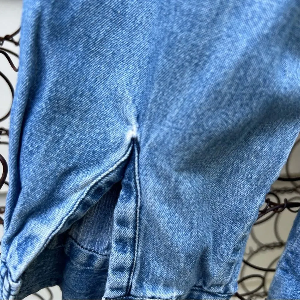 Vintage 90s fall harvest Halloween long sleeve denim chambray button up shirt - Image 8