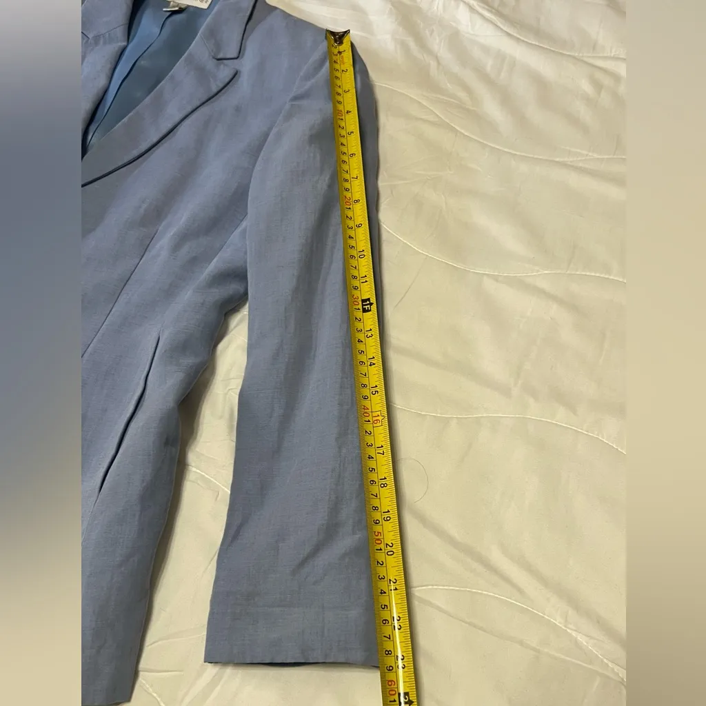 Casual Corner Linen Sky Blue Women's Blazer Size 6 - Image 5