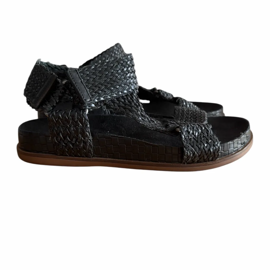 Kelsi Dagger Brooklyn Spark Black Woven Leather Sandals - Image 3