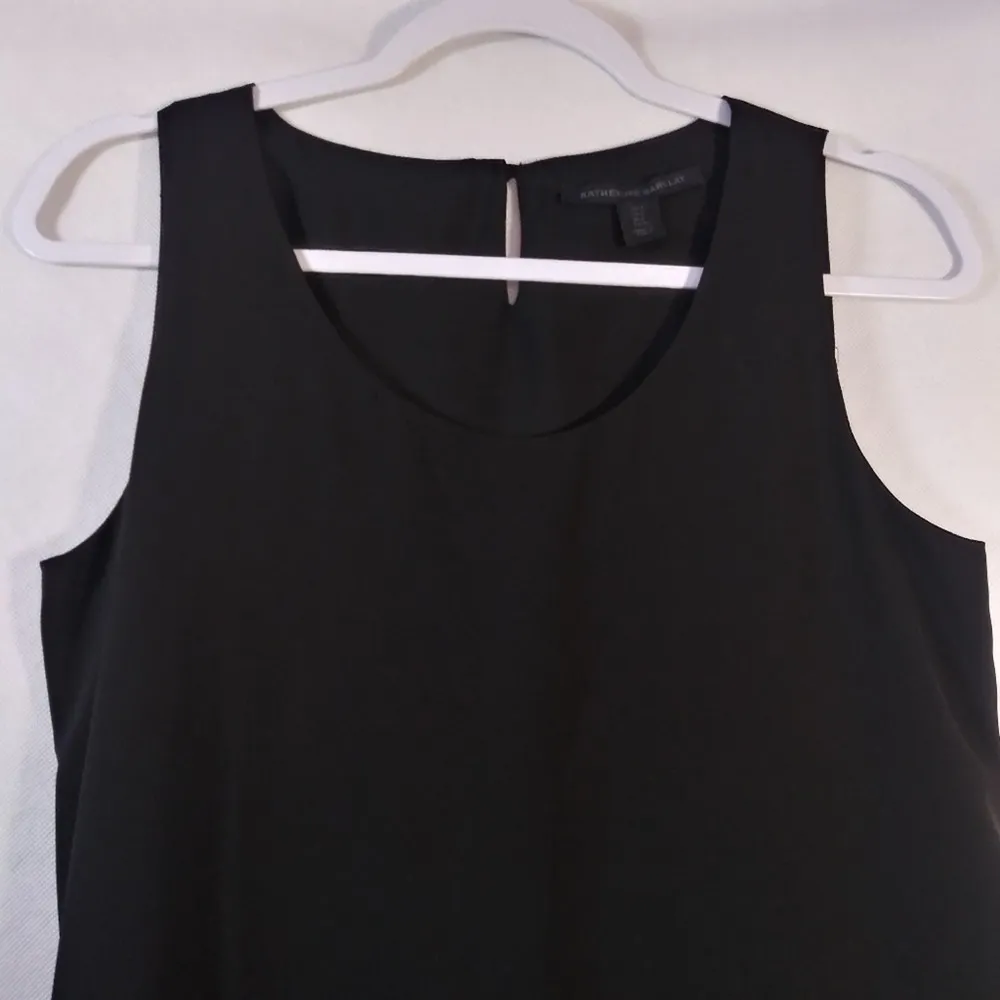 Katherine Barclay Sleeveless Black Net Shift Dress LBD Size 2 - Image 4