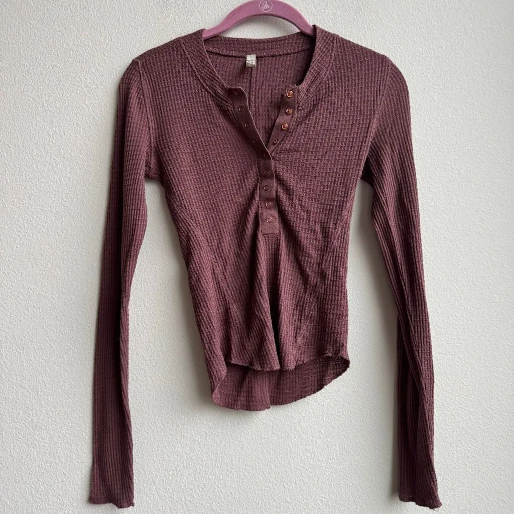 Free People One Of The Girls Long Sleeve Henley Clove Bark Mauve Pink Size XS - Image 2