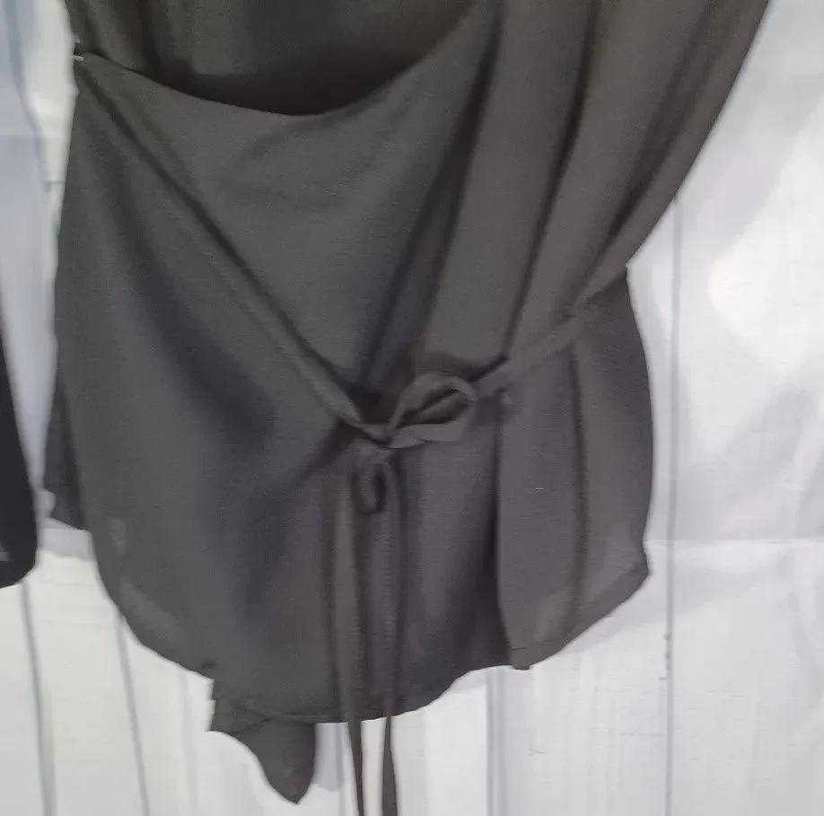 Forever 21 sheer faux wrap long sleeve shirt size S - Image 2