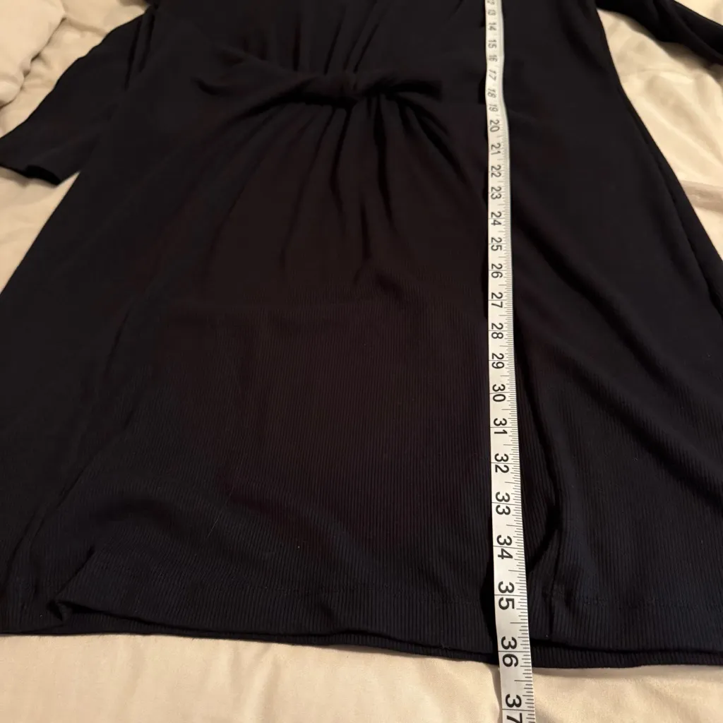 Aerie Women Sz XL Black Ribbed Casual Long Sleeve Twist Front T-Shirt Mini Dress - Image 9