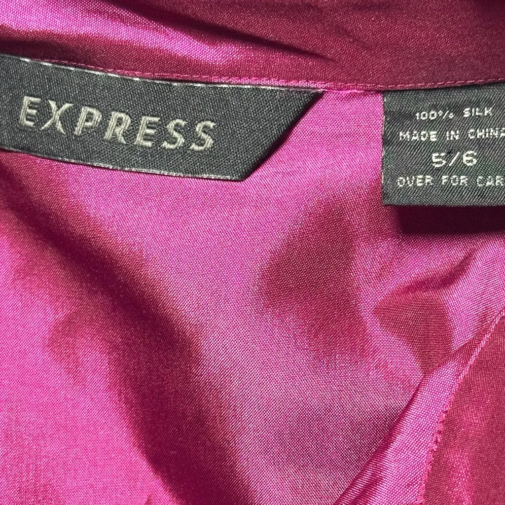 Express Women's Satin Button Down Shirt - Magenta Size 6 - Image 5