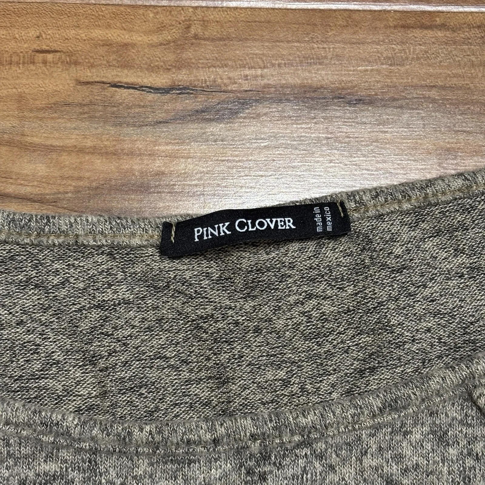 Pink Clover Luna Patch Knit Top Gray/Brown Women's XXL Light Sweater Buttons - Image 5