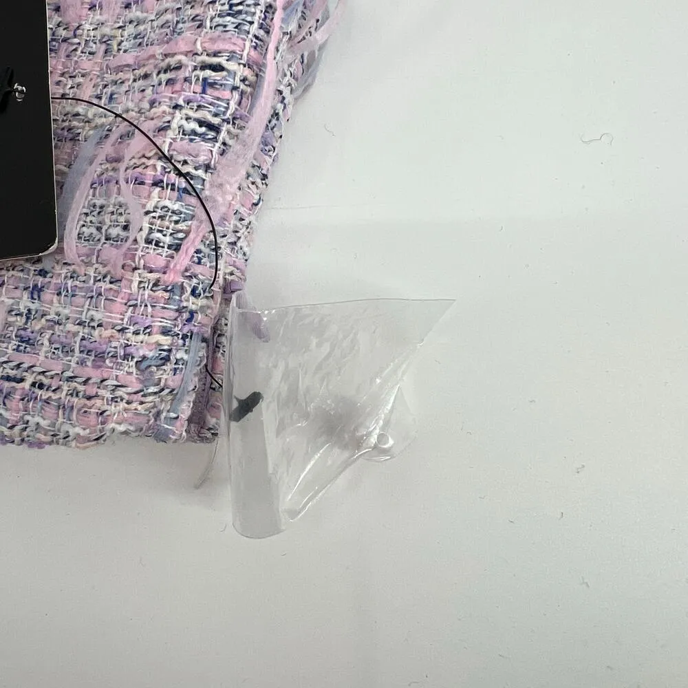 NEW Lulu’s Tweed Between the Lines Lavender purple square neck cropped top large - Image 7