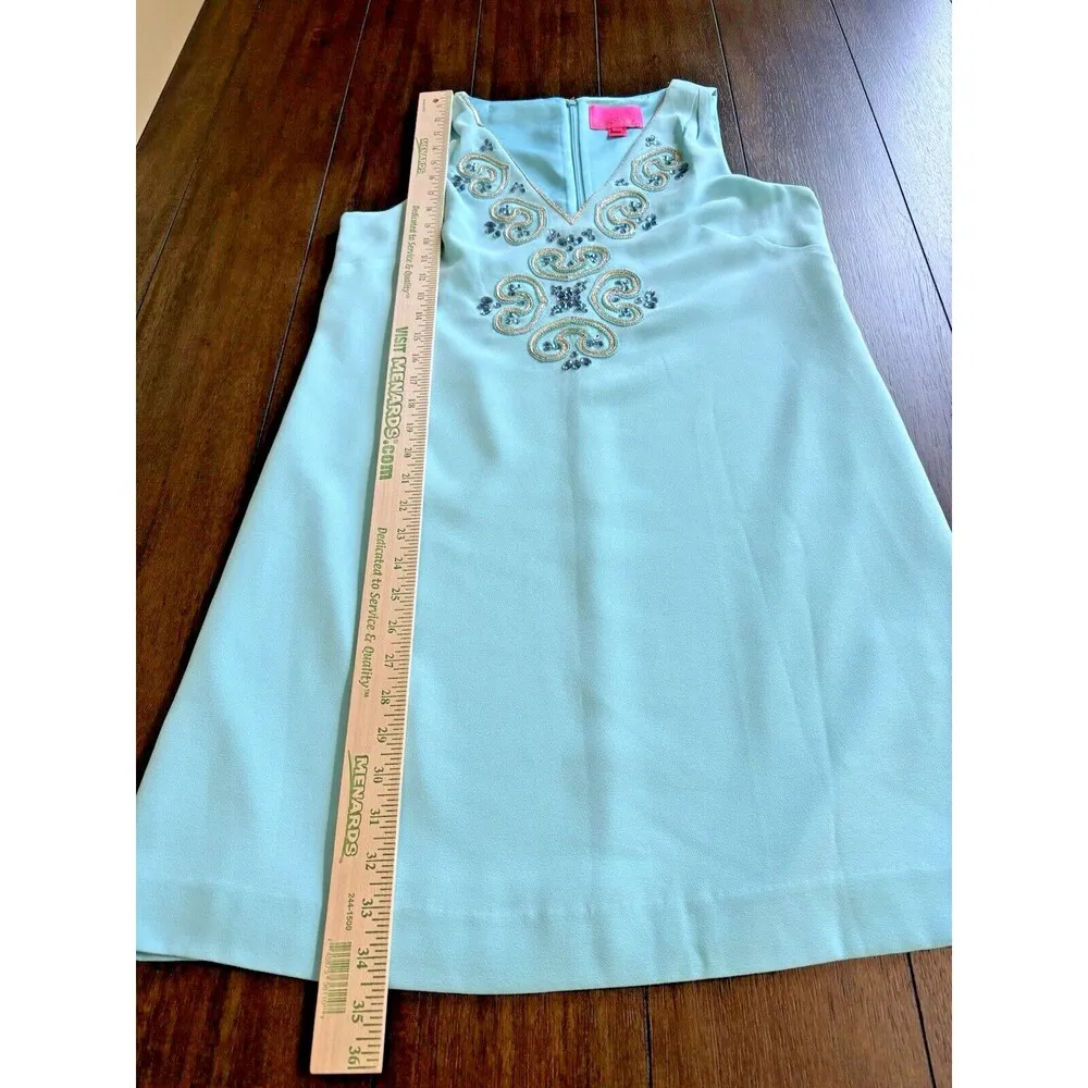 Lilly Pulitzer Blue Ibiza Embellished Penelope Shift Dress Size 4 NEW! - Image 4