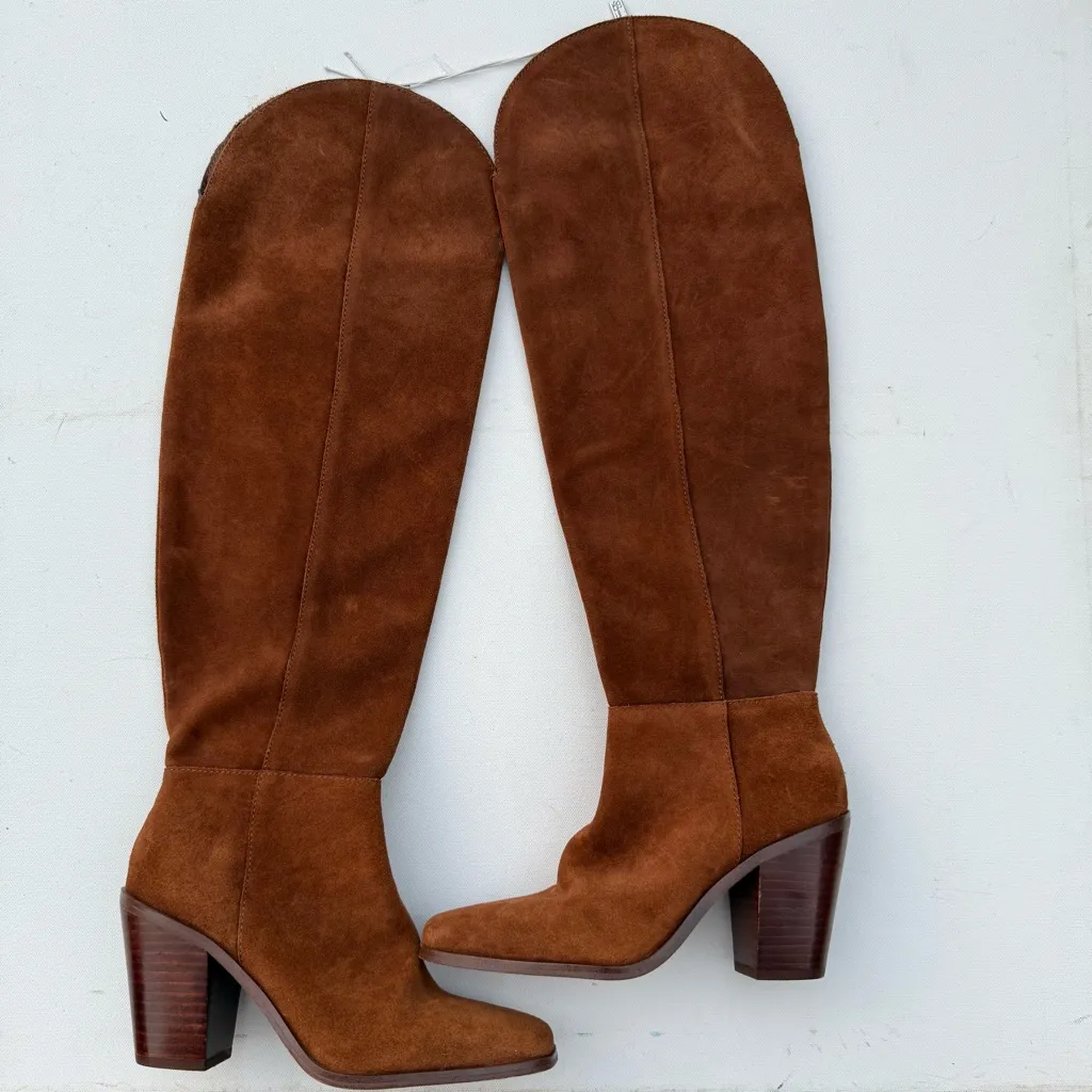Jessica Simpson Womens Shoes Boots Brown Suede Knee High Stacked Heel Size 5 - Image 2