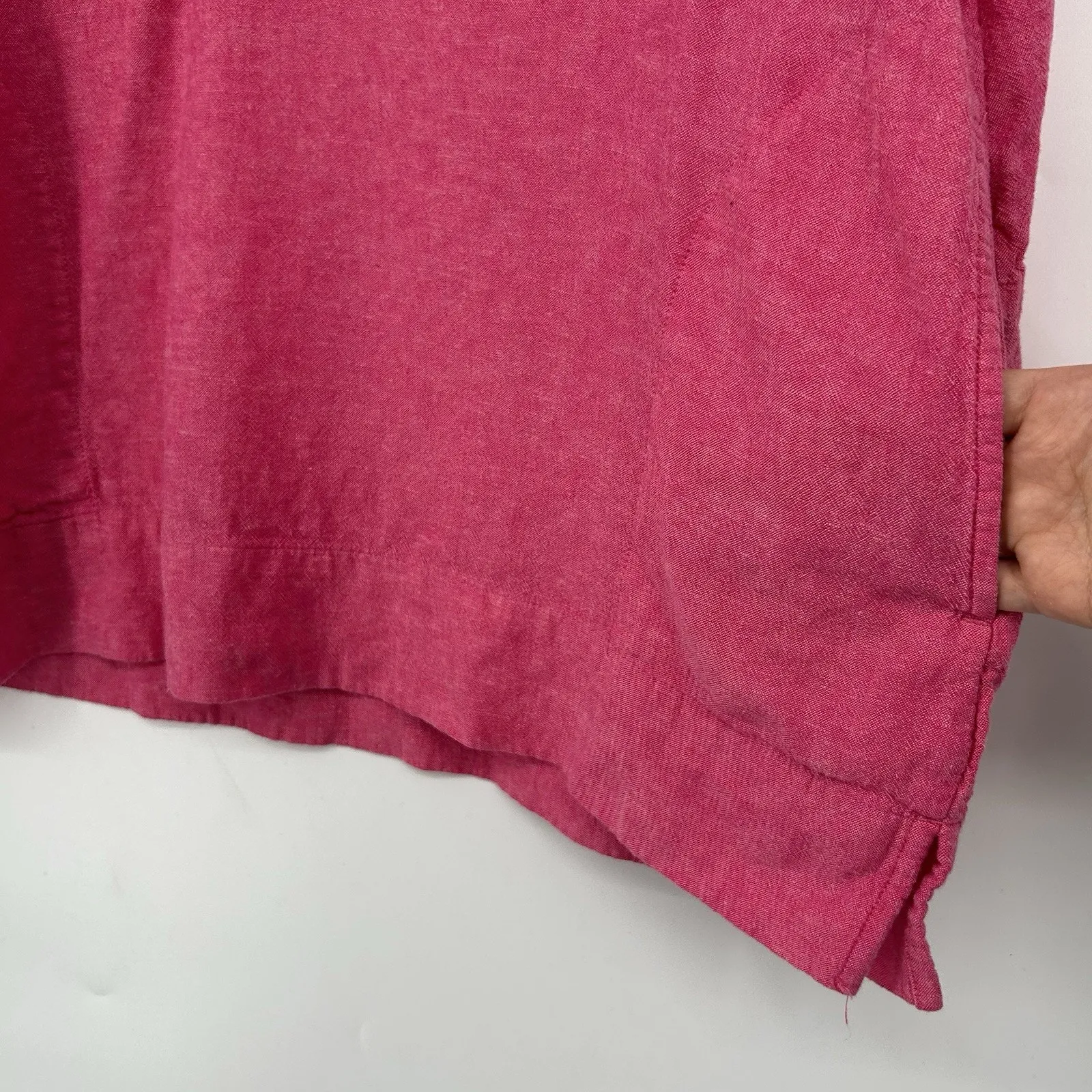 Lands End Womens Linen Top Pink Pockets Minimalist Lagenlook 3/4 Sleeve Size M Size M - Image 5