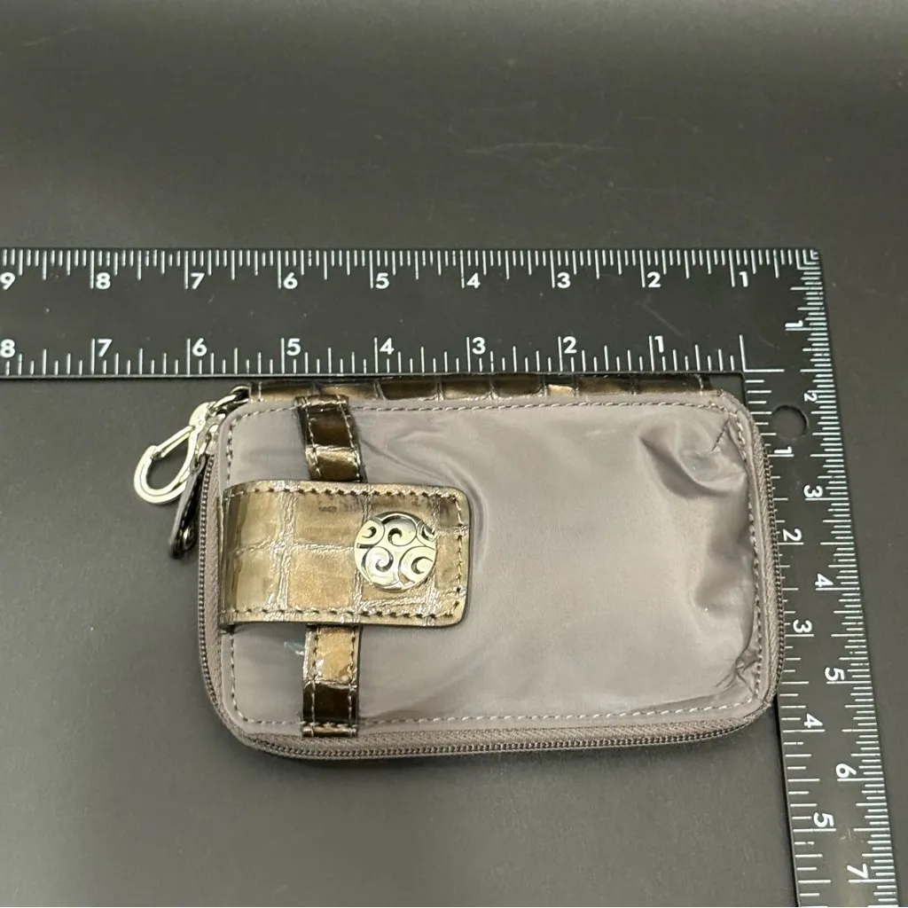 BRIGHTON Gray Nylon & Olive Croc Leather Trims Convertible Crossbody Wallet - Image 8