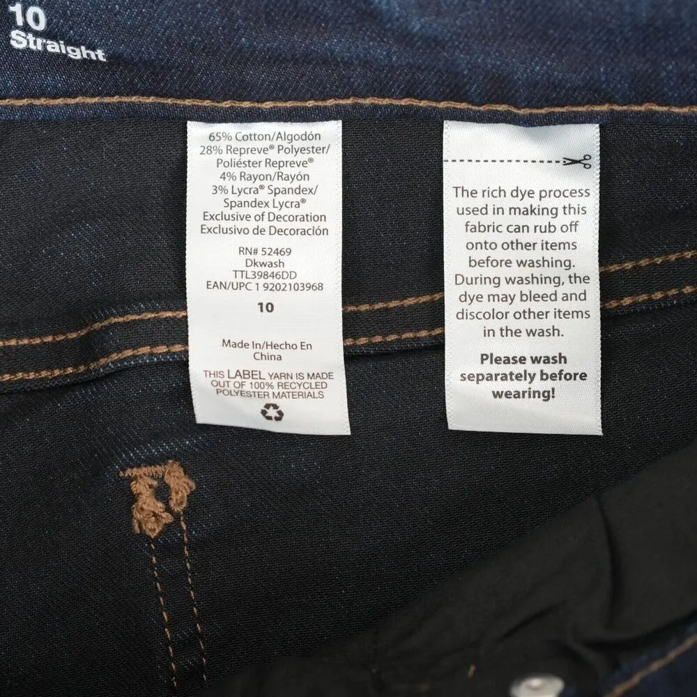 Time and Tru Jeans Womens 10 Straight Dark Wash Mid-Rise Stretch Denim Blue - Image 5