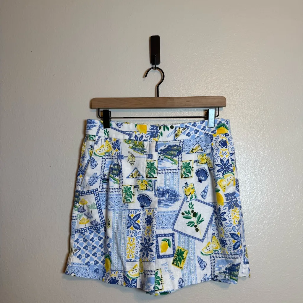 J. crew Printed elastic-back linen-blend pleated short lemon beach novelty print - Image 2