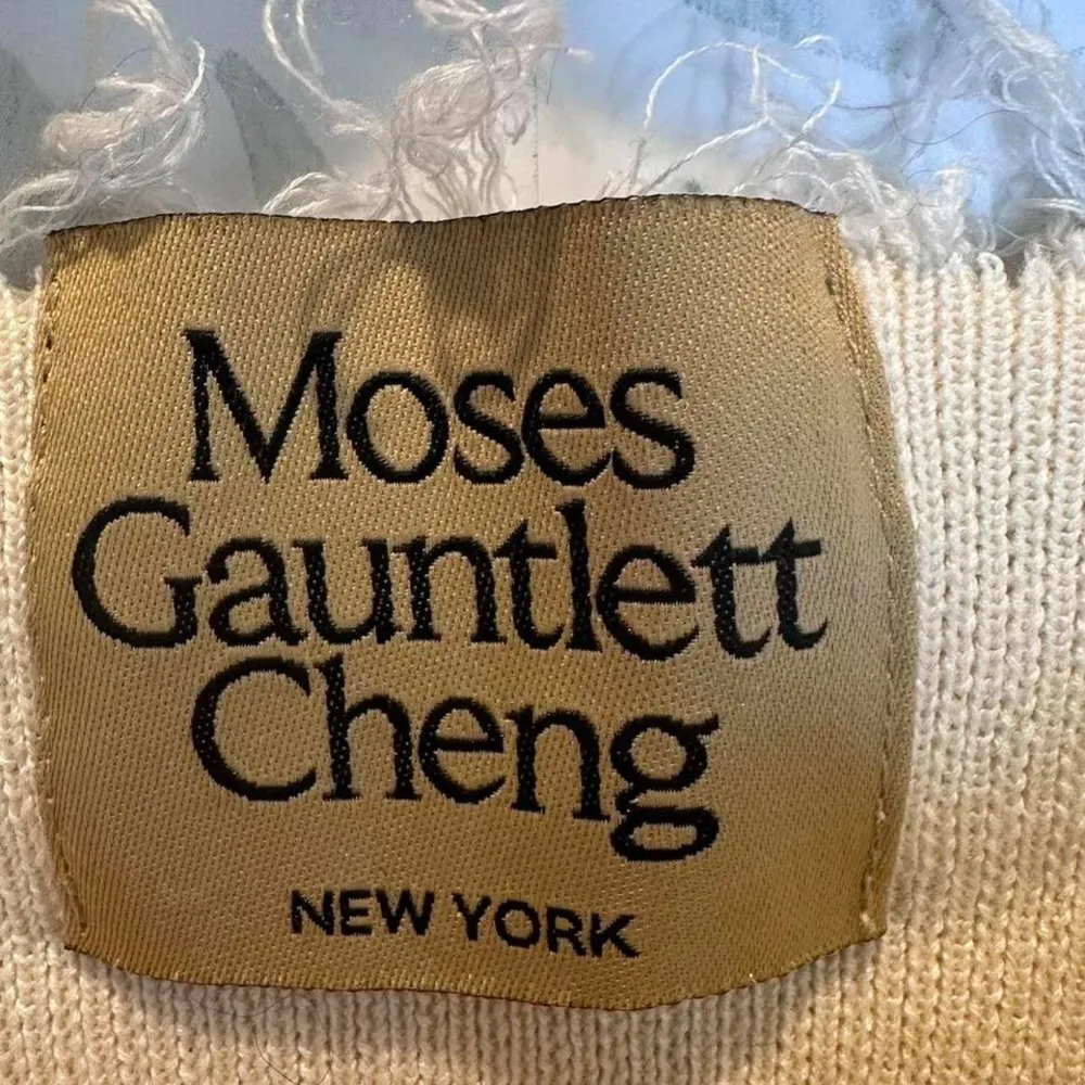 Moses Gauntlett Cheng New York Crop Cream I'm So Tired Embroidered Sweater Small - Image 4